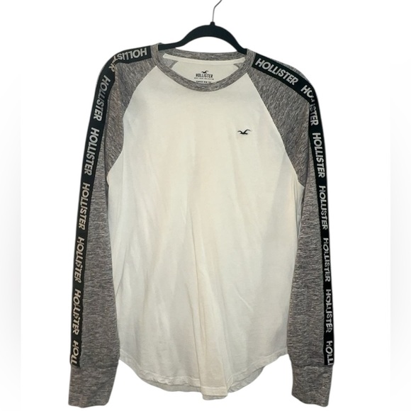 Men’s Hollister Long Sleeve White and Gray Raglan Tee - Picture 2 of 6